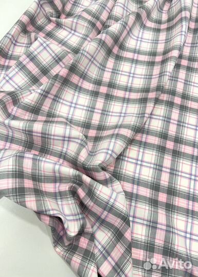 Фланель хлопок серо-розов клетка