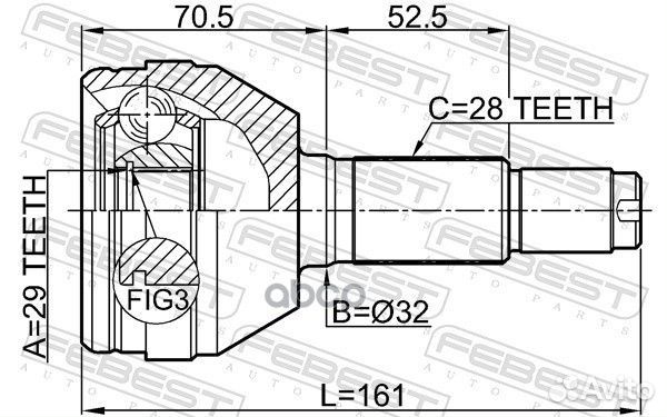 ШРУС наружный 29x32x28 chevrolet epica (v200) 2