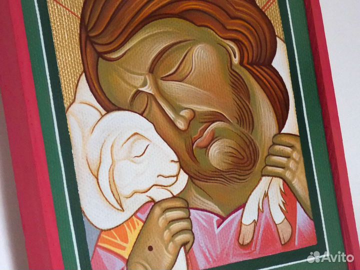 Рукописная икона под заказ 'Пастырь добрый'