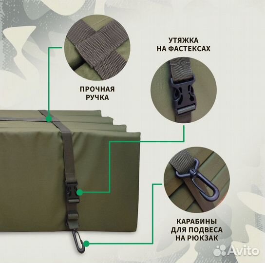 Коврик туристический складной каремат, Хаки