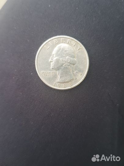 Монета quarter dollar 1988
