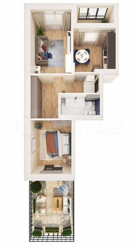 2-к. квартира, 69,3 м², 3/17 эт.