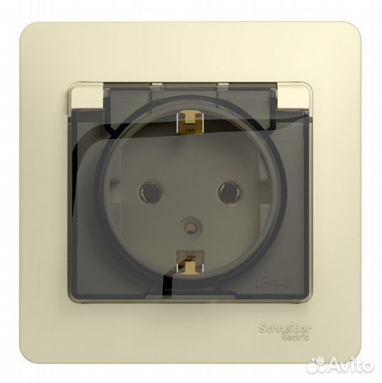 Glossa - одна розетка - бок.вых.заземл - 2P + E - 16 A - крышка - бежевый GSL000246