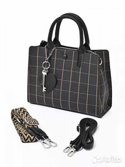 Женская сумка тоут в клетку