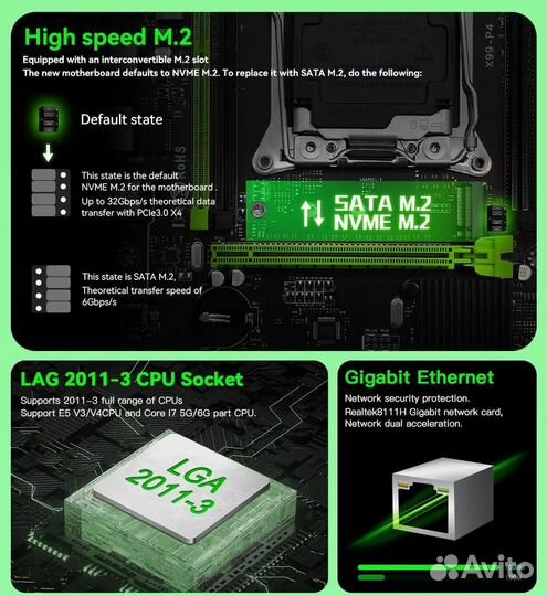 Мат.плата X99, CPU Intel 12 ядер E5-2670v3 + 16 GB