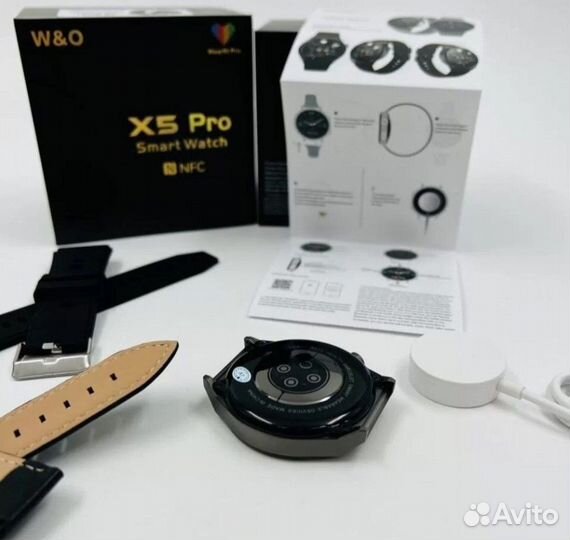 Умные смарт часы круглые X5 Pro черный металлик