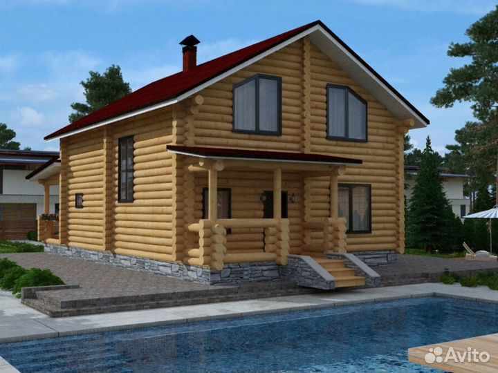 Сруб дома из бревна