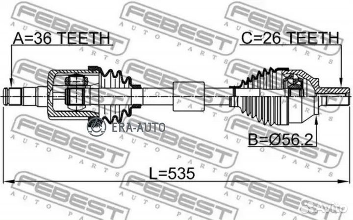 Febest 2714-S40LH деталь Привод передний левый 26x