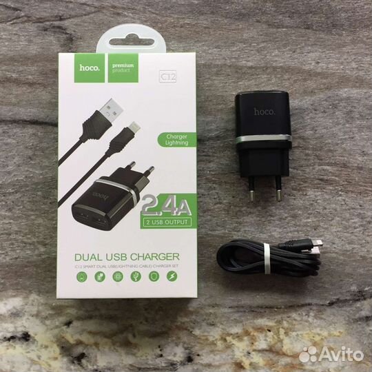 Зарядное устройство Hoco C12 + кабель