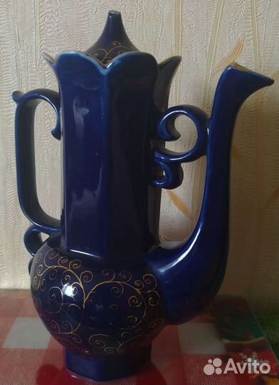 Кувшин кобальт с позолотой фарфор Возрождение