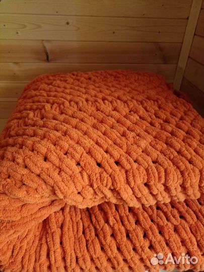 Плед вязаный плюшевый большой