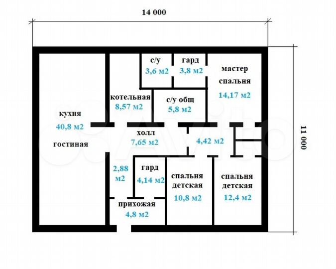 Коттедж 125 м² на участке 12 сот.