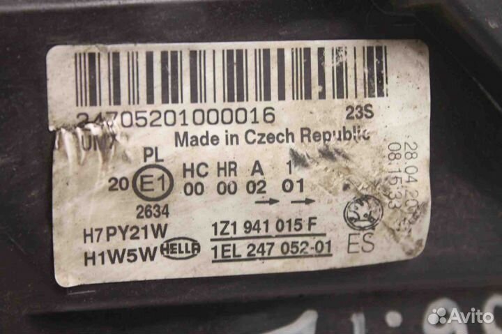 Фара левая Skoda Octavia A5 2008-2013 рестайли