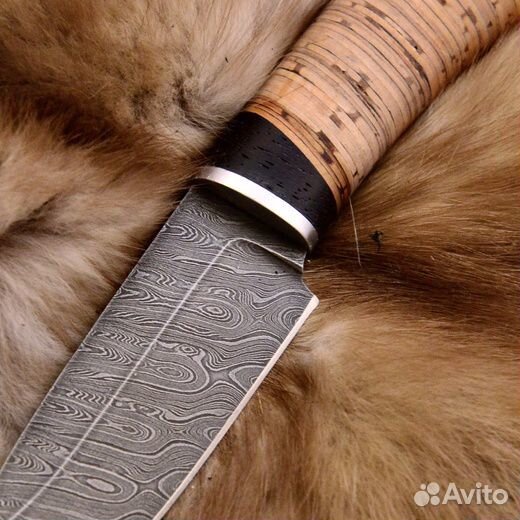 Нож Соболь (Дамасская сталь Береста)