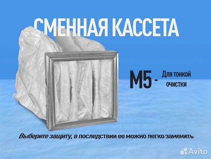 Канальный фильтр с кассетой M5 на 125 мм
