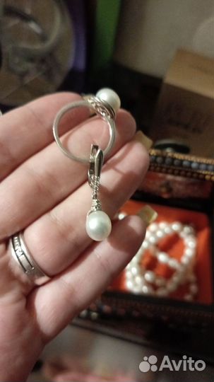 Колье, серьги, кольцо серебро 925