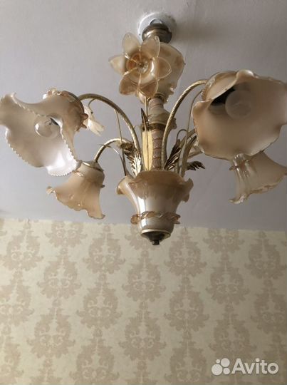 Люстра Перламутровая, люстра бронзовая СССР