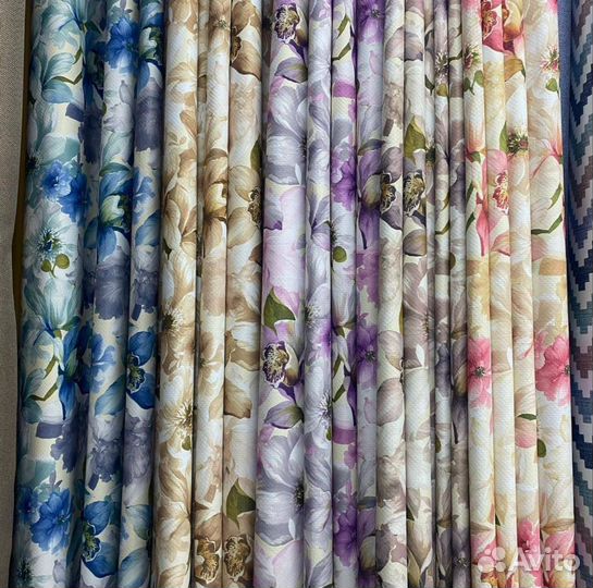 Шторы готовые, рогожка принт
