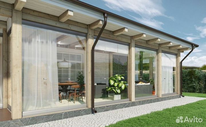 Безрамное остекление беседки