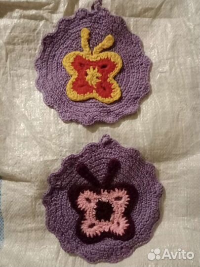 Прихватки для кухни, подставка вязаные