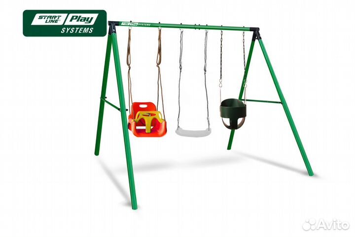Качели детские уличные металлические 3 секции