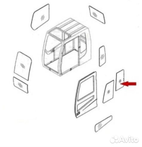 Стекло двери заднее (форточка) экскаватор Komatsu