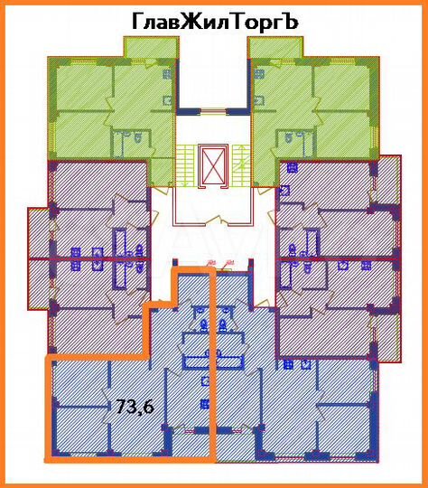 3-к. квартира, 73,6 м², 6/8 эт.