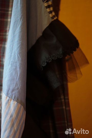 Рубашка апсайкл печворк оверсайз в клетку новая