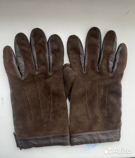 Мужские кожаные перчатки коричневые
