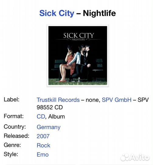 Sick City - Nightlife CD Germany