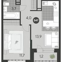 1-к. квартира, 34,5 м², 13/21 эт.