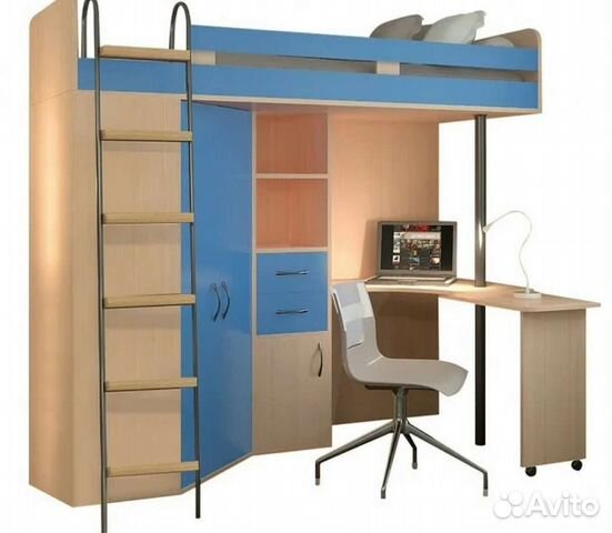 Кровать-чердак с матрасом,набор для детской М-85