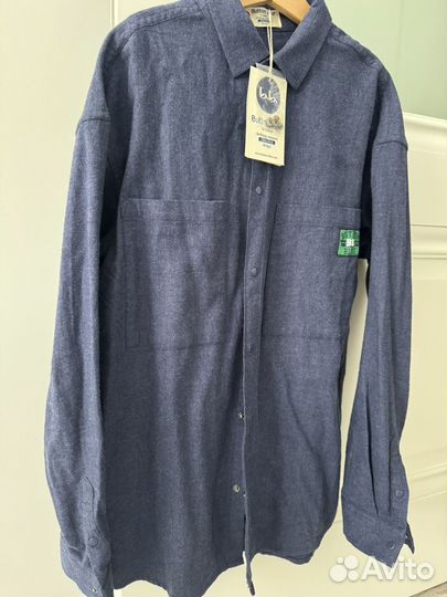 Button blue рубашка