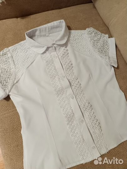 Блузки школьные 140+брюки в подарок