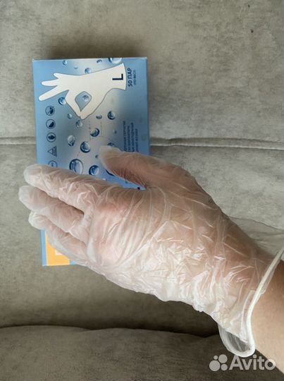 Перчатки латекс нитриловые прочные винил XS M