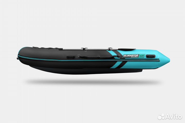 Надувная лодка gladiator E420S Черно-бирюзовая