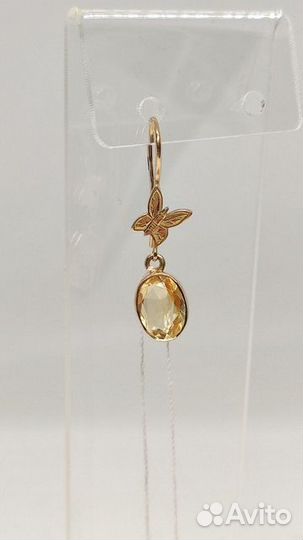 Золотые серьги с камнем