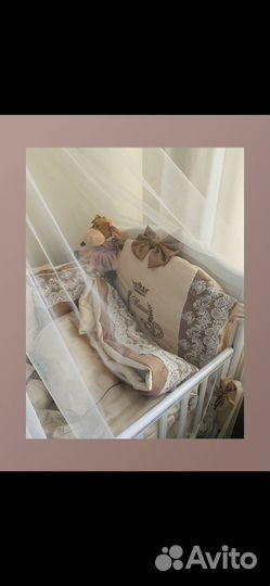 Бортики в детскую кроватку, балдахин, держатель