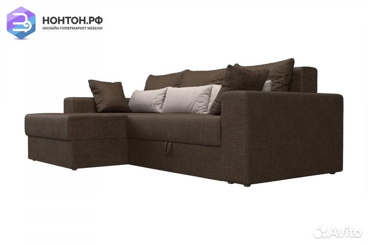 Диван еврокнижка Майами рогожка коричневая / бежев