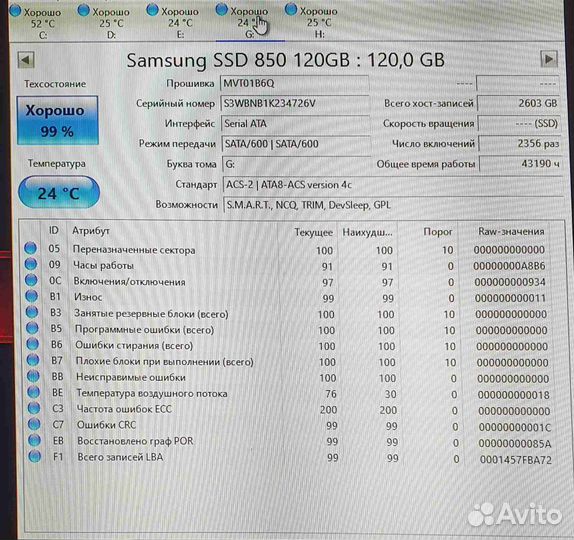Жёсткий SSD диск Samsung 850 120Gb