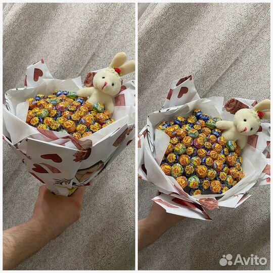 Сладкий букет из чупа чупсов, орехов