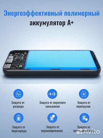 Повербанк (powerbank) hoco J123 10000 mAh, черный