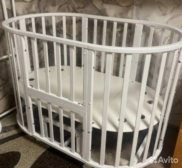 Кроватка трансформер с маятником круглая-овальная