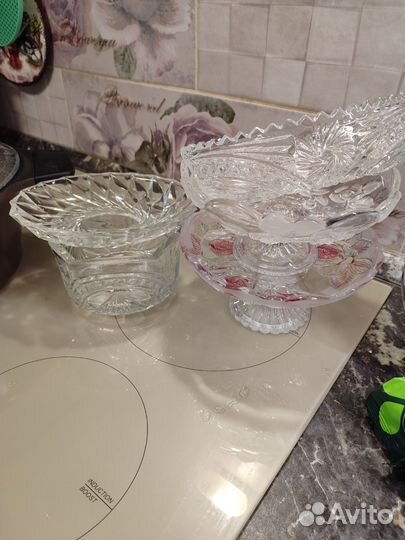 Ваза конфетница, салатницу, хрусталь