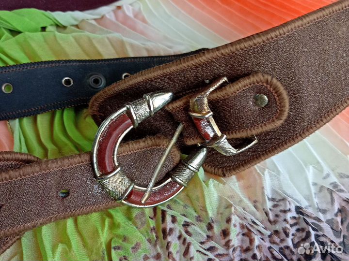 Ремень унисекс фигурный ретро на подкладке