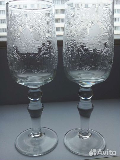 Фужеры рюмки кружки цветное стекло пантография