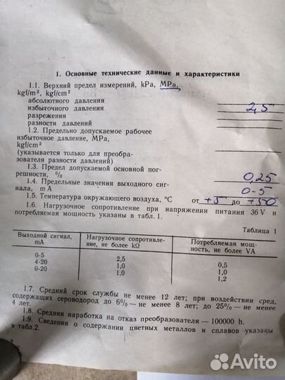 Преобразователь измер-й Сапфир 22 в ассортименте