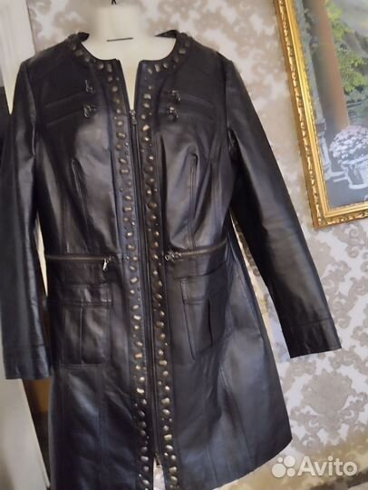 Кожаный плащ пиджак