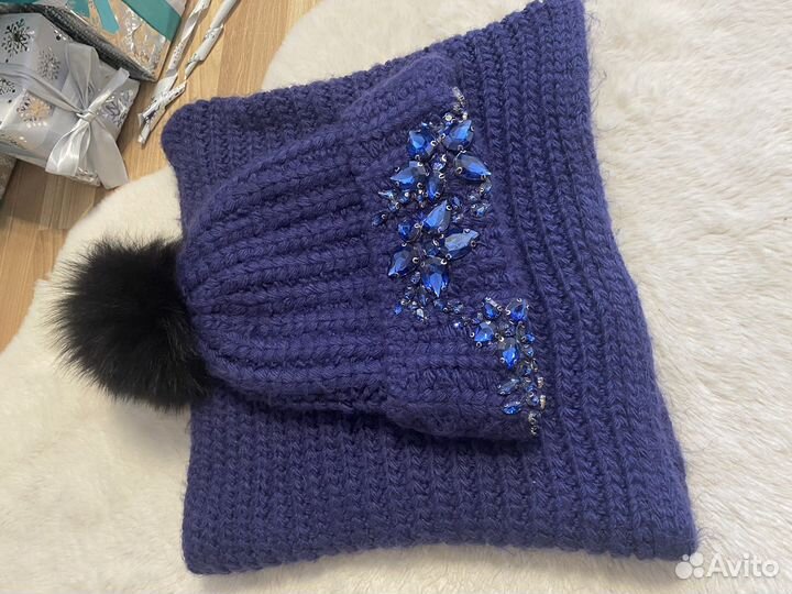 Комплект шапка шарф варежки