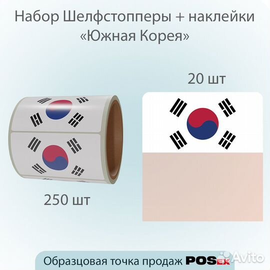 Ценниковыделитель + наклейки Флаги Корея, 250шт